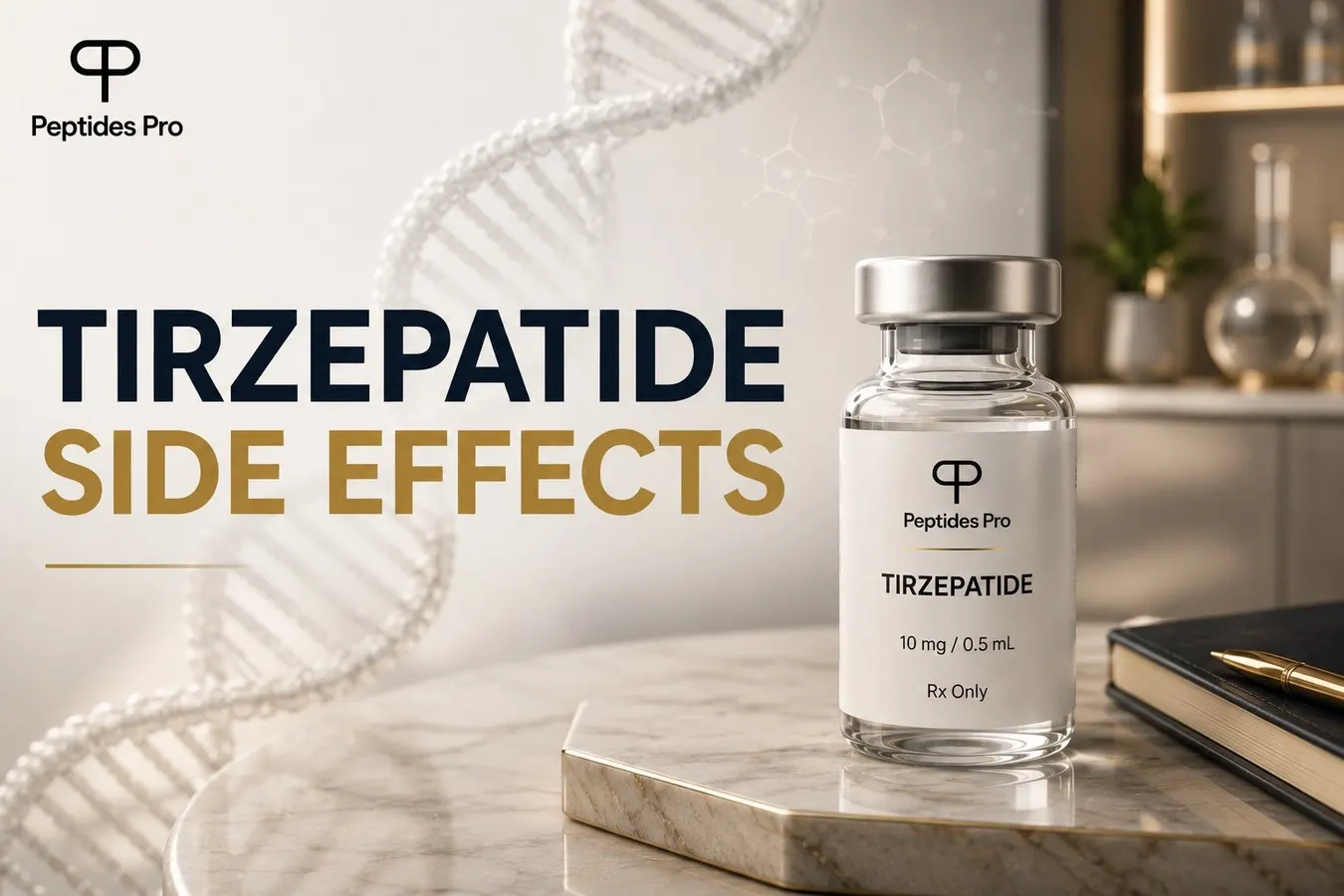 Tirzepatide injection pen device on a clean clinical surface